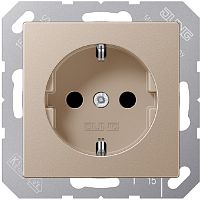 Розетка с заземлением без рамки Jung A creation 1-м. шторки шампань картинка